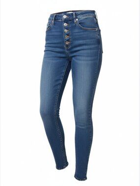 Abercrombie & Fitch Juniors Jeans Sz 25/0 High Rise Slim Fit Button Fly Raw Hem